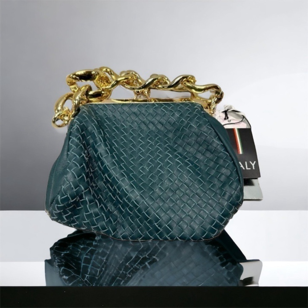 NWT Stella Bianca Italian Woven Leather Crossbody/Shoulder Bag/Clutch